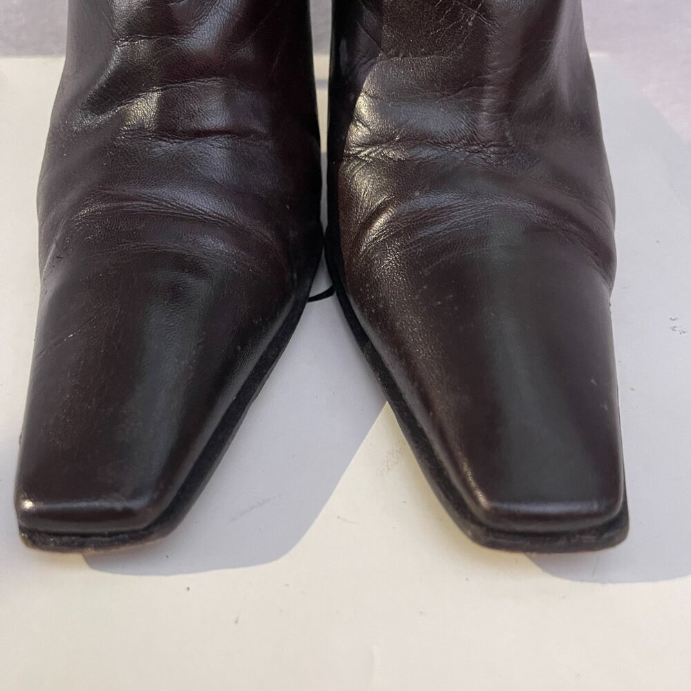 Auc CASSADEI Pellami Brown Leather Back Zip Pointy Ankle Boots Made in Italy - Picture 16 of 16